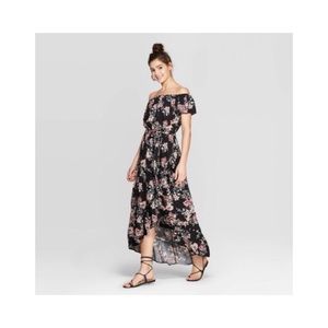 Black Floral Off Shoulder Dress